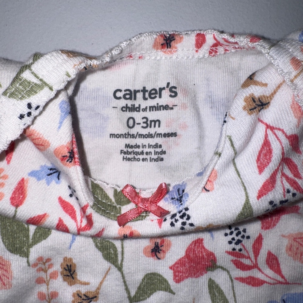 Carter's 3-Piece Outfit Set Baby Girl 3M Pink Yellow Floral Dinosaur Cat Spikes - Picture 9 of 10
